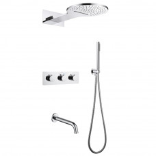 Душевая система ABBER Wasser Kreis AF8150 скрытого монтажа с изливом, термостат, хром Душевая система ABBER Wasser Kreis AF8150 скрытого монтажа с изливом, термостат, хром